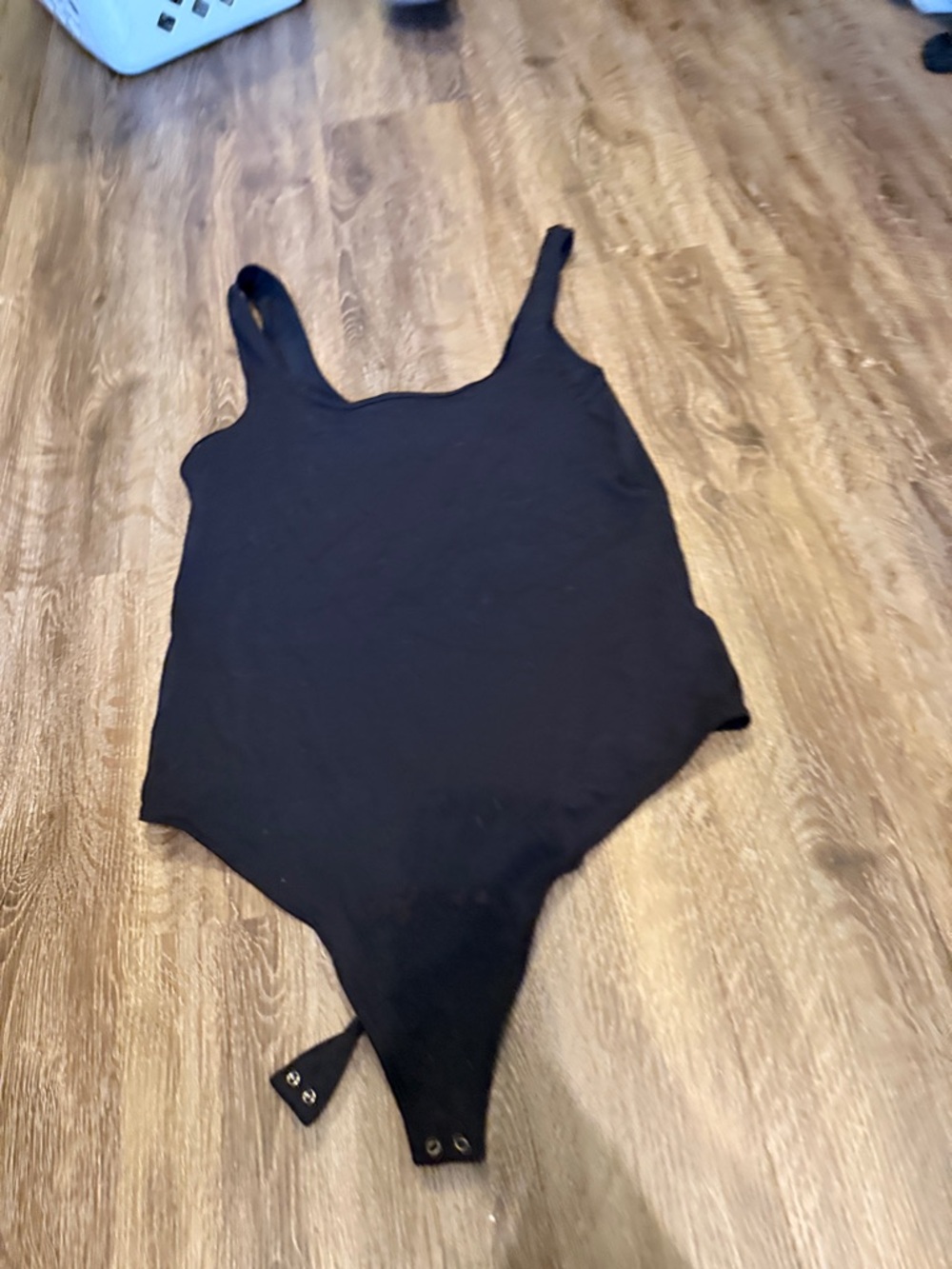 Abercrombie & Fitch Black Scoop Neck Tank Bodysuit with Snap Closure